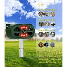 Solar-Powered Ultrasonic Animal Deterrent: Flash Lights, For Moles, Dogs, Outdoor Use - 綠色 - 查看 2