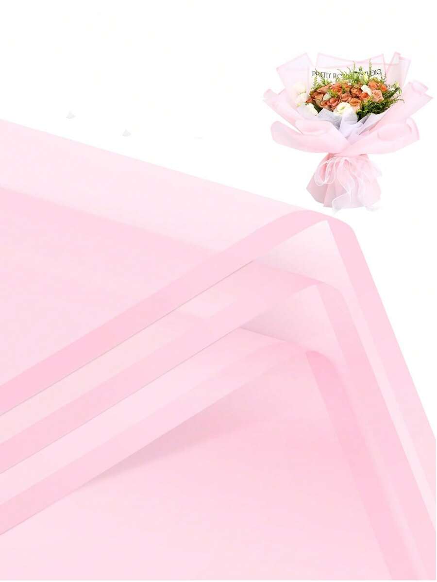 MEHELANY 20/10/5/1pcs/Pack Floral Wrapping Paper - Waterproof Bouquet Wrapping Paper For Valentine's Day, Suitable For DIY Handmade, Floral Supplies, Wedding, Birthday Gift Packaging, Gift Wrapping, Bouquet Packaging, DIY Flower Arranging, Mother's Day, Birthday, Wedding, Graduation Ceremony And Anniversary - Autumn Pink - View 1