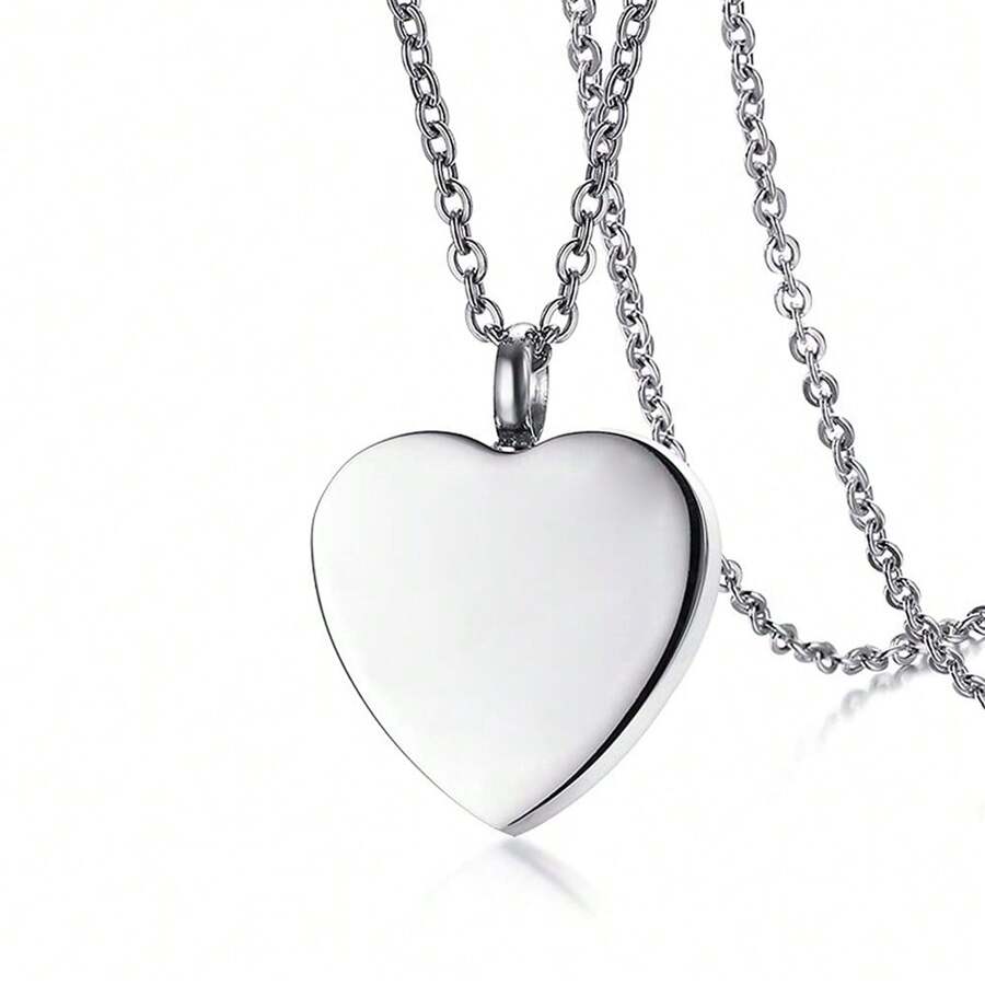 Colgante de urna con forma de corazón de acero inoxidable para hombres y mujeres, joya conmemorativa con compartimento para guardar cenizas, cabello o perfume - forma de corazon - Ver 1