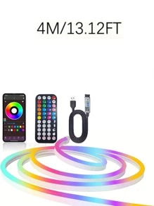 1 个带 APP 遥控器的霓虹灯带，LED 霓虹灯绳灯适用于卧室、游戏室、露台、花园、生日派对、户外装饰、防水、多种模式、室内音乐同步、室内/室外装饰 - 彩色光 - 查看 15