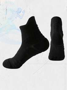 1 Đôi/4 Đôi Tất thể thao dài đến bắp chân màu trơn cho các cặp đôi, Chạy marathon, Thể dục, Đạp xe, Nhanh khô, Đáy mát-xa, Chạy bộ, Mùa thu - Nhiều màu - Xem 11