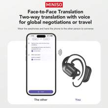 Miniso X30 Open-Ear Translation Headphones, 135 Languages, Touch Screen, Long Battery Life, High-Quality Sound, Built-In Mic, USB Charging, Ideal For Work, Travel & Study, Study Earbuds | Sleek Touch Screen | Ergonomic Earbuds - màu đen - Xem 3