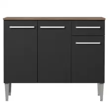 Gabinete Bajo Cocina Madesa Emilly 3 Puertas Color Marrón/negro - Negro - Ver 3