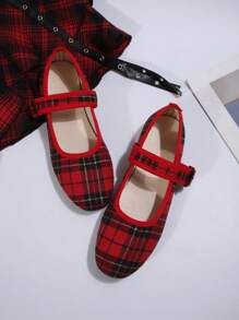 Women's Fashion Plaid Fabric Flat Shoes With Bow Decor, Pointed Toe Slip-On Loafers With PU Sole And Comfort Insole, Suitable For All Seasons