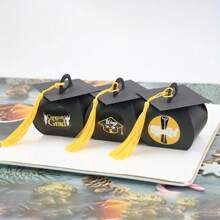 Party Gift Box Packaging, 24 Pcs Graduation Cap Gift Box, Graduation Candy Boxes Party Favors, Graduation Hat Favor Box With Tassel Treat Boxes For Tables Graduation Decorations Grad Party Favor - Black - View 7