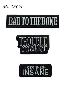 1 套 3/11 件黑白英文字母刺绣补丁涤纶熨烫补丁缝制 DIY 服装配件布贴适用于背包、牛仔裤、夹克、T 恤、帽子、连衣裙等 - 黑與白 - 查看 23