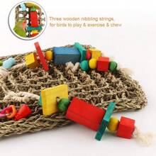 Parrot Climbing Net Woven Grass Net Chew Grind Teething Interactive Toy For Small & Medium Parrots, Parrot Cage Decor