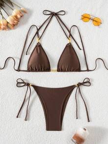 性感修身高腰比基尼女式两件套泳衣套装