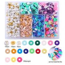 1750pcs Polymer Clay Bead Bracelet Making Kit, Spacer Flat Round Polymer Clay Beads For Jewelry Making, DIY Handmade Beaded Necklace Earrings Charm Pendant - Soft Clay Bead Set - View 9