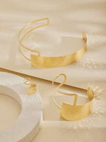 1 Set Of 3 Pcs Luxury Bohemian Necklace, Bracelet, Ring Stainless Steel Jewelry Set, Fashion Versatile High-End Jewelry Suitable For Women, Couples, Banquet, Party, Daily Wear - Yellow Gold - View 6