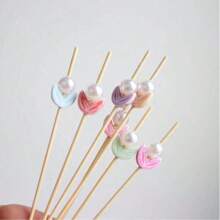 200 件/100 件/50 件/20 件 竹花蕾混色竹串，汉堡配料，水果签，派对、婚礼、返校、聚会、礼物的食物装饰，处理食物的健康替代品