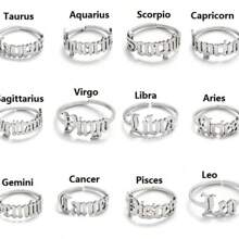 1 pieza Anillo chapado en oro de acero inoxidable para mujer con doce constelaciones, de moda y sencillo, apropiado para el uso diario de joyas de mujer
