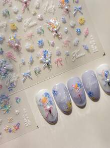 1 件 5D 花朵指甲贴 DIY 艺术 Y2K 风格春季美甲装饰贴花