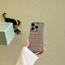 Grid Silver Frame Yellow Plaid Pattern Phone Case Compatible With Apple IPhone 16 Pro Max / 15 Pro Max / 14 Pro / 13 - Orange - View 5