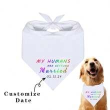 1 pieza Pañuelo personalizado para mascota, Accesorio de foto de boda con fecha personalizada, Babero personalizado para perro con fecha de boda