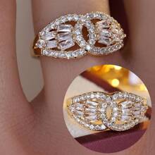 1 st. Vrouwen Zirconia Ingelegde Klassieke Eenvoudige Alledaagse/Feest/Geschenk Ring, Elegant & Veelzijdig