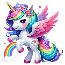 1pc/2pcs/3pcs/Rainbow Cute Unicorn Clothing Patch Cloth DIY A-Level Washable Adhesive Cloth Heat Transfer Adhesive Cloth Women's/Men's T-Shirt Bag Pillow Decoration Badge Label Baseball Hat Backpack, Etc. Available