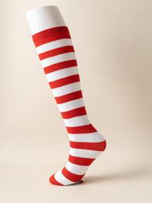1双/包 女士日式条纹长筒袜 COSPLAY 动漫派对角色扮演条纹少女长筒袜，Y2K风格，舒适袜子