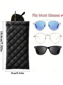 男女便携式挤压眼镜盒 PU 皮革软太阳镜袋 便携式手机太阳镜收纳盒 保护套眼镜盒 收纳盒 眼镜盒保护套 眼镜袋 太阳镜袋 旅行必备配件 适用于海滩 户外 办公室 返校 - 彩色 - 查看 7