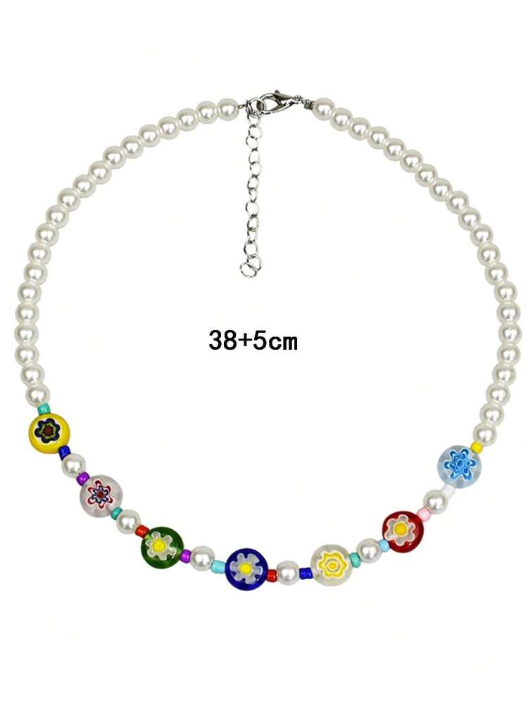 1 件彩色串珠波西米亚风格项链，颜色随机，适合女性日常佩戴 - 彩色 - 查看 3