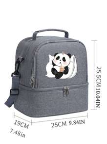 Panda Print Thermal Insulated Tote Bag, Large Capacity Outdoor Picnic Lunch Box Bag, Waterproof & Anti-Stain Fabric, Shoulder Strap, Suitable For Girl And Students