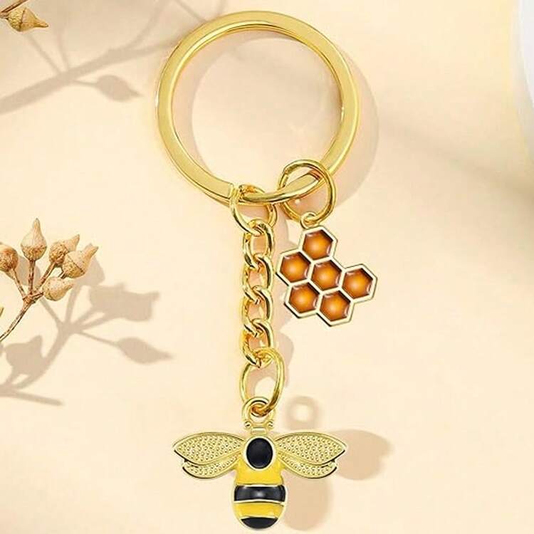 Honeycomb Bee Charm Metal Enamel Insect Pendants For DIY Earrings Bracelet Necklace Keychain Jewelry Making Supplies - Gold - View 5