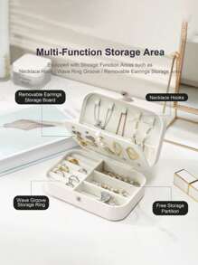 1PC Rectangle PU Leather Jewelry Box Organizer Small Travel Portable Earring Ring Jewellery Storage Case For Valentine's Day Gift - Multicolor - View 7