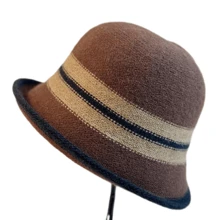1 Pc 2024 Autumn/Winter New Elegant Retro Turn Up Brim Bucket Hat, Chic British Style Compact Look For Women Winter Outfits - Multicolor - View 13
