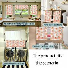 1 件/2 件橙色苹果桃子印花装饰窗帘薄纱 52 英寸 * 18 英寸，26 英寸 * 36 英寸乡村风格涤纶杆窗帘套装春季主题四季厨房咖啡店客厅办公室卧室家居装饰窗帘 - 彩色 - 查看 11