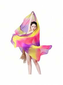 1pc Belly Dance Scarf Chiffon Veil Gradual Dance Scarves Bellydance Hand Thrown Shawls Oriental Dance Performance Props - Multicolor - View 16