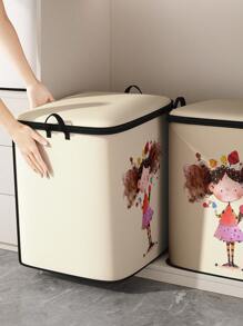 1 Piece, Portrait Pattern Printed Large Capacity Storage Bag, Wardrobe Organizing Storage Bag, Foldable Clothing Storage Box, With Sturdy Zipper Clothing Storage Container, Suitable For Clothing, Blankets, Quilts, Etc - Multicolor - View 4