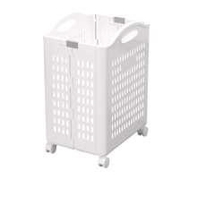 An Extra-Large Foldable Laundry Cart - A Multi-Functional Storage Basket With Wheels, A Multi-Layer Storage Rack, Heavy-Duty Mobile Linen Cart, Suitable For Dormitories And Bathrooms For Storing Dirty Clothes And Trash, Shelf Basket, Portable, Lidless Clothing Storage Solution, Suitable For Bathrooms And Balconies, Durable Plastic, Ideal Christmas Gift, Mobile Clothes Basket | Modern Laundry Basket | Easy-To-Carry Handle, Laundry Basket - White - View 10