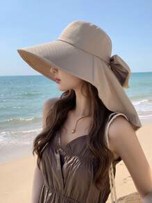 1 件装 2025 新款夏季防紫外线太阳帽带颈罩女士百搭时尚宽边防晒帽