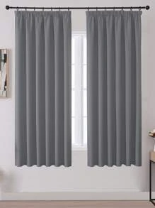VEHEDE Set Of 2 Blackout Curtains With Ruffle Tape Thermal Curtains Against Heat Bedroom Curtains And Drapes Heat Protection Curtain Gray Opaque - Grau - View 36