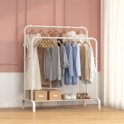 1pc Boden Stehendes Trockengestell mit Doppelten Pfosten, Einfaches Innen- und Haushaltstrocknungsgerät, Mehrschichtiges Hängegestell der großen Kapazität, Mantel- und Hutständer