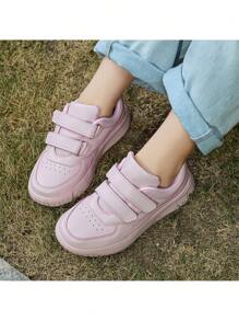 1 双儿童钩环低帮滑板鞋，女孩校园休闲运动鞋 - 粉色 - 查看 7