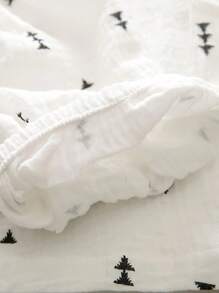 夏季男宝宝两件套 - 叶子印花半拉链上衣和短裤，休闲简约风 - 白色 - 查看 5