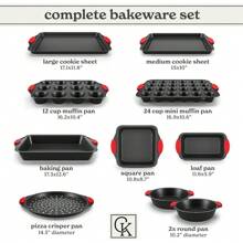 Nonstick Stackable Bakeware Set - Durable, Easy Release Baking Set, Black, 10 Pcs