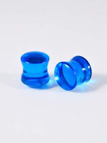 1Pair Transparent Blue Glass Solid Ear Plug No Thread Ear Expander Strencher Ear Gauges Tunnel Body Piercing Jewelry For Male&Female Daily Wearing 6-30mm - Blue - View 12