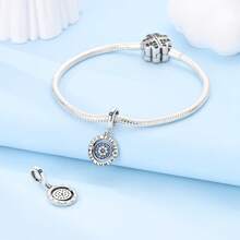 Good Luck Spinning Eye Charm 925 Sterling Silver Pendant Beads fit Original Charms Bracelet Necklace Jewelry Making DIY Gift - Silver - View 6