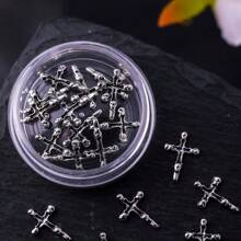网红新款日系美甲饰品朋克风复古金属暗黑金属美甲饰品指甲装饰材料DIY合金配件 - 銀色 - 查看 17
