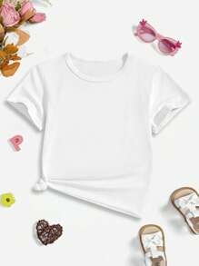 Custom Text T-Shirt Casual Sports Style For 4-7 Years Old Girls, Personalized Creative Outdoor Comfortable Spring Summer Versatile