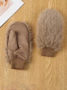 1 Cặp Găng tay ấm áp toàn ngón tay bằng polyester pha trộn dành cho nữ, lớp lót sang trọng, viền bông, thời trang & đa năng cho hoạt động ngoài trời, đêm hẹn hò, thường ngày, mùa đông - Nhiều màu - Xem 9