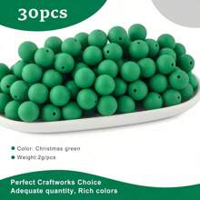 30 件粉色和黑色硅胶珠星玫瑰蝴蝶结装饰 15 毫米圆形和多边形焦点珠工艺品 DIY 珠宝制作套件、串珠用品、串珠爱好者的礼物 - 彩色 - 查看 14