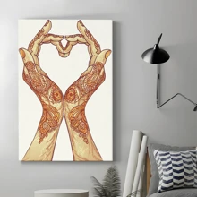 1pc Framed Canvas Wall Art, Heart Hands Gestures Art Print Canvas Poster, Ideal Gift For Bedroom Living Room Hallway Dorm Wall Decor