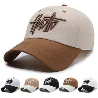 1pc Summer Quick-Drying Baseball Cap For Women Men Letter Embroidery Colorblock Hat Lightweight Breathable Anti-UV Street Hip-Hop Cap Sun Hat Visors