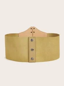 1pc Light Yellow Elastic Multi-Color Fashion Waist Belt - Light Yellow - View 3
