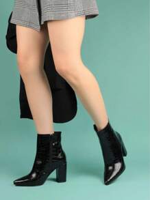 BOTÍN NEGRO DE TACON PARA DAMA. BOTIN NEGRO PARA MUJER - Negro - Ver 3