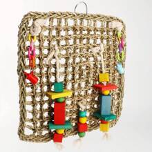 Parrot Climbing Net Woven Grass Net Chew Grind Teething Interactive Toy For Small & Medium Parrots, Parrot Cage Decor