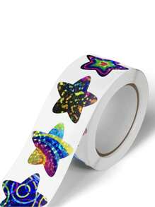 500pcs/Roll Dreamy Purple Pentagram Stickers, Colorful Shiny Round Corner Star Sticker For Rewards, Decorations, Party Gifts, Envelope Sealing, Packaging,School Supplies,Back To School - Multicolor - View 6